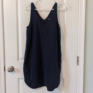 Old Navy V-Neck Linen Blend Navy Mini Dress - Size Small